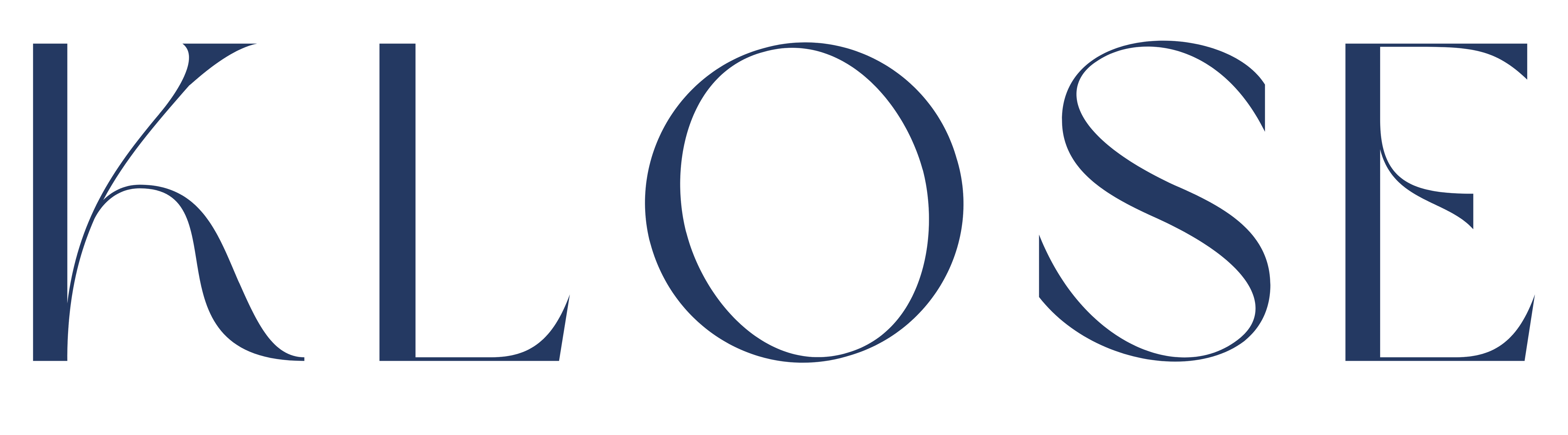 Logo officiel Klose bleu marine, marque de lingerie féminine élégante et inspirante, spécialisée dans la lingerie abordable.